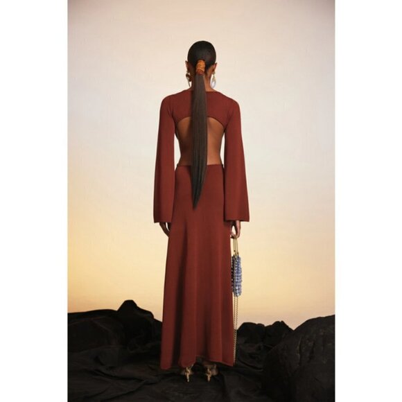💕CULT GAIA💕 Carla Knit Dress ~ Full Length Gown Cut-Outs Ember Small NWT - Picture 6 of 16